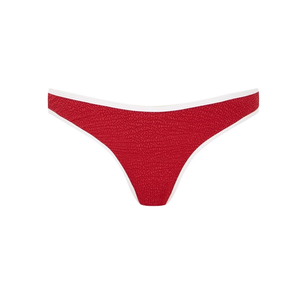 It's Now Cool x Free People 90'S Duo Crimp Bikini Bottom L *Red/White* NEW